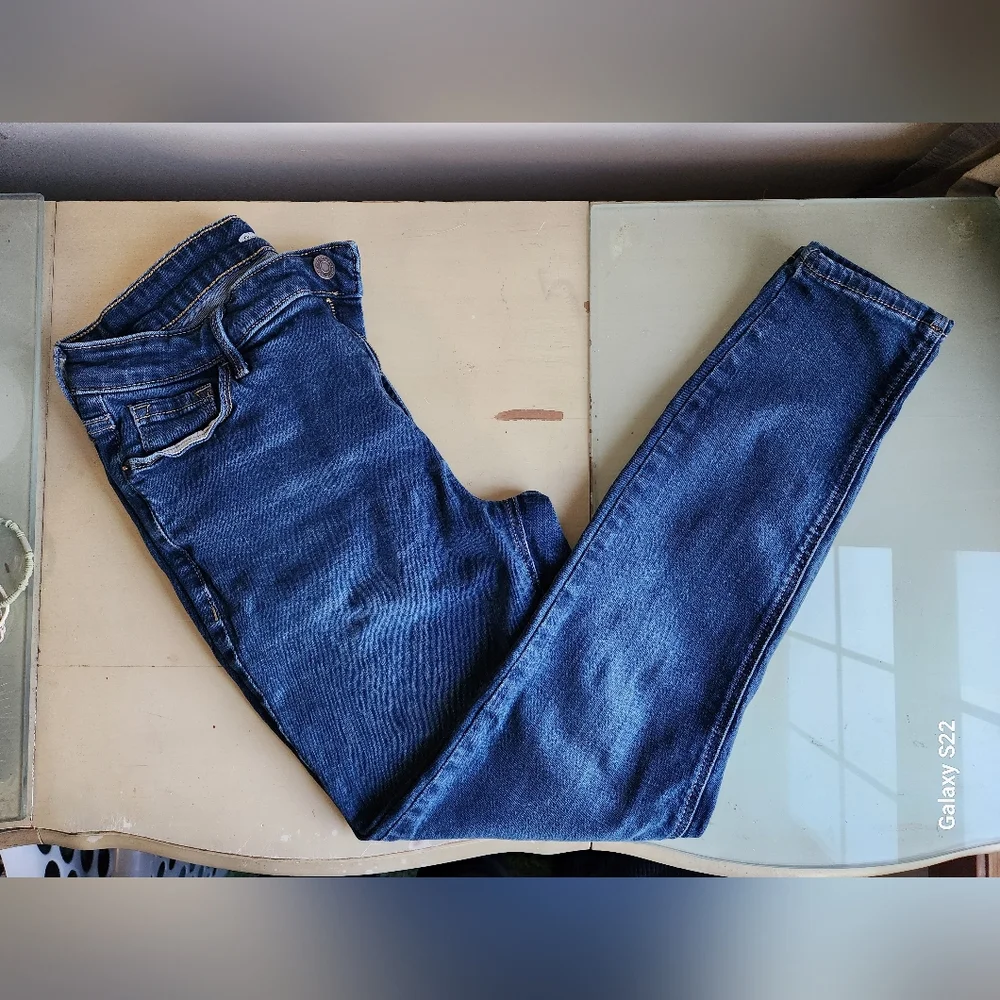 Old Navy Women's Rockstar Super Skinny High Rise Jeans - Dark Blue - Picture 1 of 4